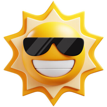 3d smiling sun emoji with sunglasses