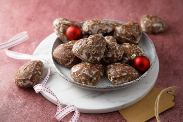 Homemade chocolate gingerbread with sugar glaze