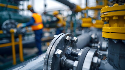Obraz premium Industrial Workers Maintenance Pipeline