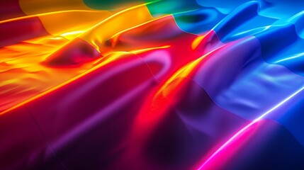 A vibrant neon display of a rainbow flag with glowing colors for Pride Month celebrations