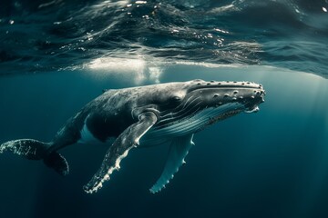 National Geographic Style Photo of a Humpback Whale Swimming in the Ocean