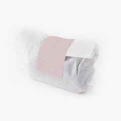 Wrapped product on white background