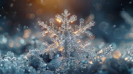 Discover the delicate beauty of a snowflake caught in midair, its crystalline structure shimmering with refracted light in a moment of frozen perfection, in full ultra HD detail.