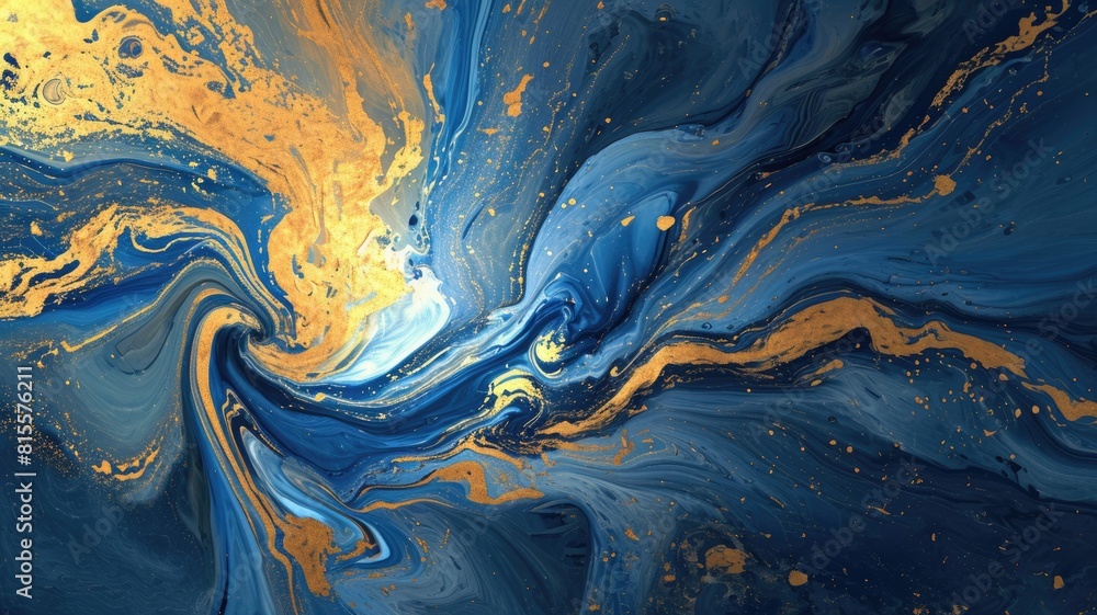 Poster the abstract picture of the two colours between blue and yellow colour that has been mixed with each