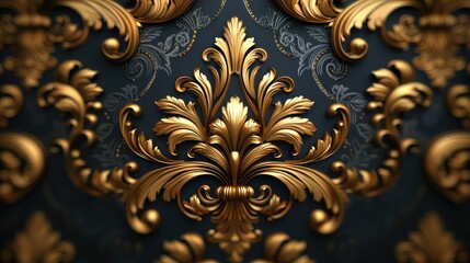 Exquisite Golden Damask Wallpaper - Seamless Pattern for Luxurious Design Projects