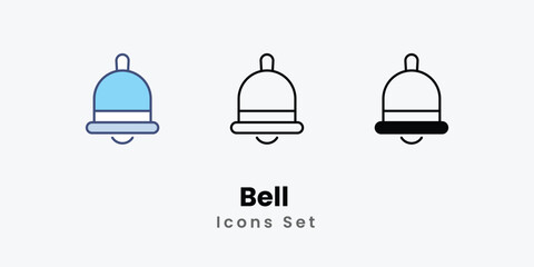 Bell Icons thin line and glyph vector icon stock illustration
