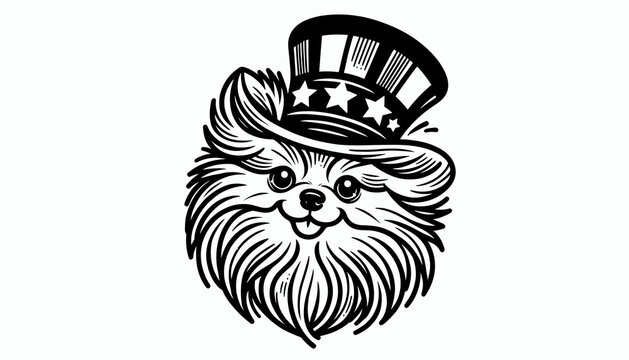 black and white dog wearing uncle sam hat clip art preview