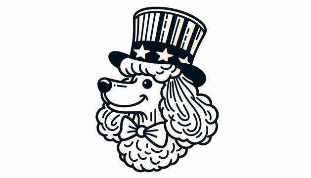 poodle wearing hat, bow tie, patriotic clip art preview