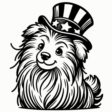 dog wearing patriotic hat smiling clip art preview