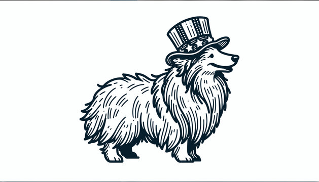 dog wearing uncle sam hat clip art preview