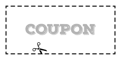 Fototapeta premium Coupon flat style black line color on white background for design project vector 10 eps