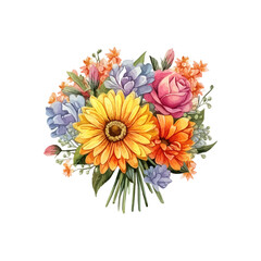 Bright Watercolor Floral Bouquet. Vector illustration design.