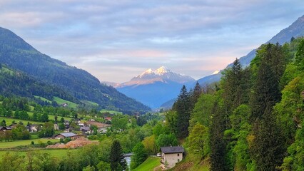 St. Leonhard in Passeier - South Tyrol - View of the Passeier Valley. On the horizon are the Laugenspitze mountains