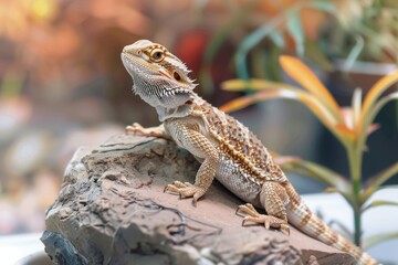 Obraz premium Bearded dragon lizard reptile close up