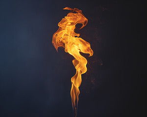 An artistic representation of a swirling flame, dynamically captured against a stark, dark background, emphasizing the motion of fire.