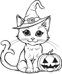 Cute Halloween Cat coloring page