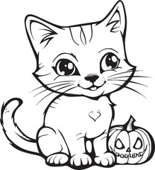 Cute Halloween Cat coloring page