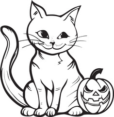 Cute Halloween Cat coloring page