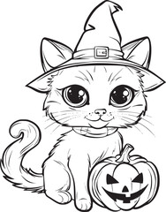 Cute Halloween Cat coloring page