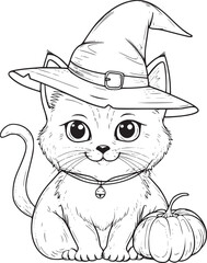 Cute Halloween Cat coloring page