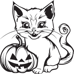 Cute Halloween Cat coloring page