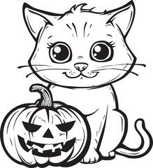 Cute Halloween Cat coloring page
