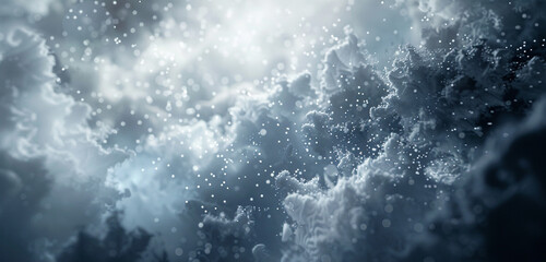 Slate gray particles dance in an abstract haze, a muted allure.