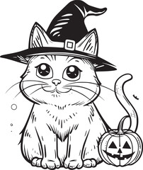 Cute Halloween Cat coloring page