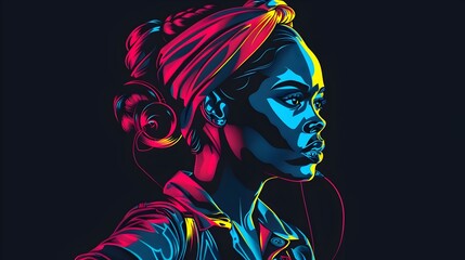 Determined Rosie the Riveter Graphic on Solid Black Background