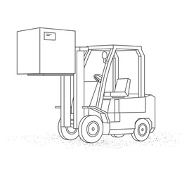 Forklift. Automated logistic service, digital warehouse, forklift technology