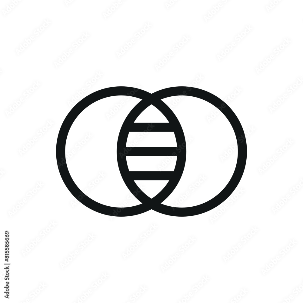 Poster intersection isolated icon, genetic overlap vector symbol with editable stroke