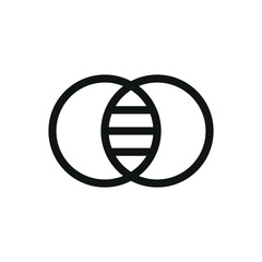 Intersection isolated icon, genetic overlap vector symbol with editable stroke
