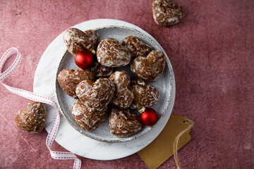 Homemade chocolate gingerbread with sugar glaze