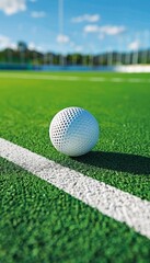 Fototapeta premium Precision and speed field hockey ball in flight, epitomizing summer olympic sport