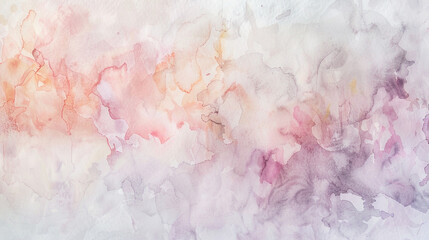 Delicate watercolor washes in pastel shades, blending together softly, creating a gentle abstract background on a white canvas.