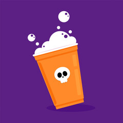 Halloween plastic party cup, material design. Halloween beer cup vector.