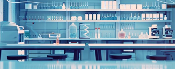 A gene editing laboratory where experiments are conducted on DNA correction.   illustration.