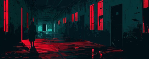 A paranormal scene set in an abandoned asylum, where the echoes of tortured souls linger in the shadows, haunting all who dare to enter.   illustration.