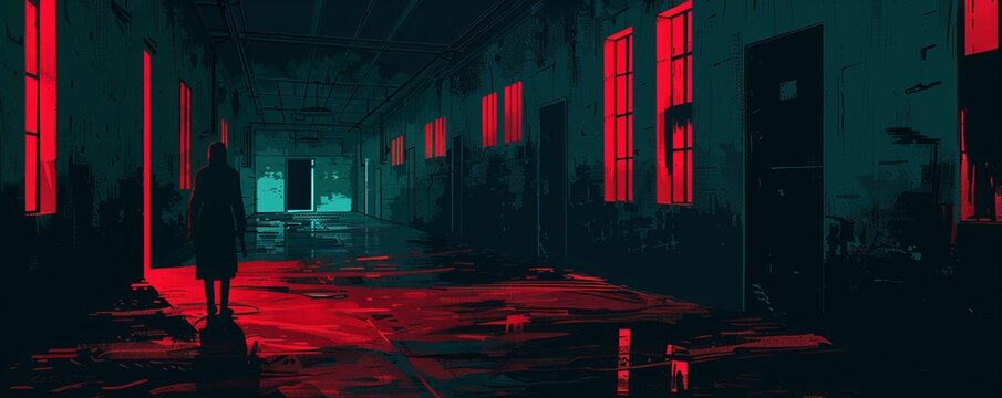 A paranormal scene set in an abandoned asylum, where the echoes of tortured souls linger in the shadows, haunting all who dare to enter.   illustration.