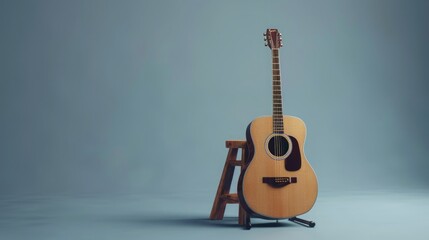 Fototapeta premium Acoustic guitar in the living room. Music concept. Vintage style