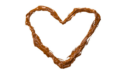 Closeup Hot Chocolate liquid splash follow part to Heart shape valentine day concept idea.3D Render. PNG files.
