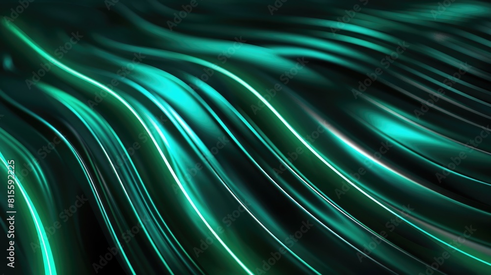 Aufkleber teal and black abstract background with flowing liquid-like waves. aig51a.