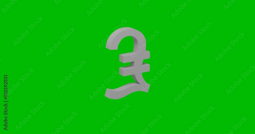 Poster animation of rotation of a white lira symbol with shadow. simple and complex rotation. seamless loop