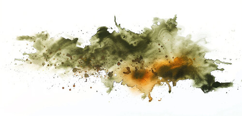 Vibrant olive green and burnt sienna spots.