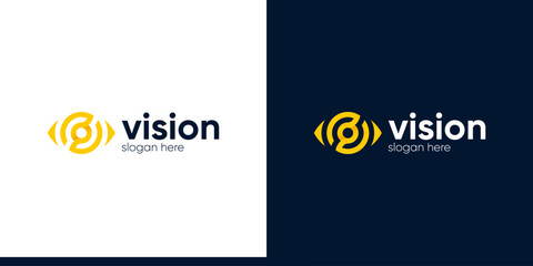 Eye tech logo design. Global vision logotype design graphic symbol icon vector.