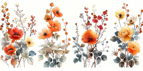 A charming watercolor illustration of vibrant flowers, evoking the beauty of nature in spring and summer.