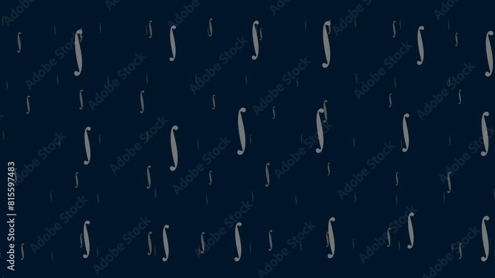 Poster integral symbols float horizontally from left to right. parallax fly effect. floating symbols are lo
