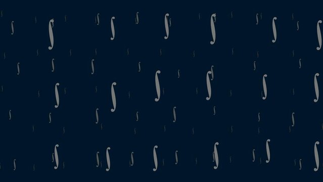Integral symbols float horizontally from left to right. Parallax fly effect. Floating symbols are located randomly. Seamless looped 4k animation on dark blue background