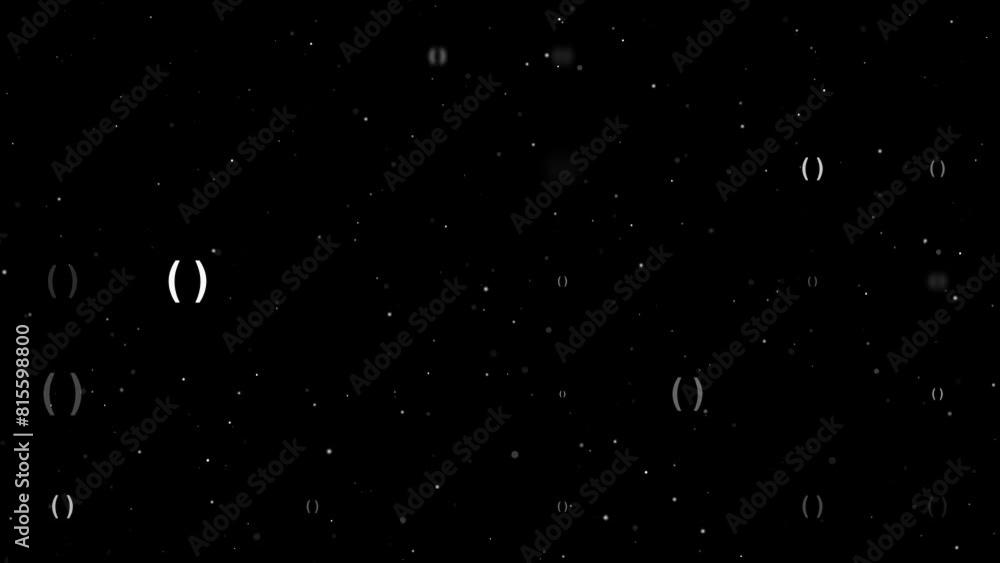 Poster template animation of evenly spaced brackets symbols of different sizes and opacity. animation of tr