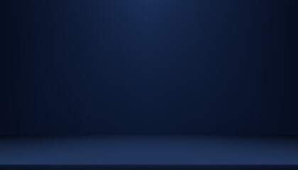 Blue Background,Empty Studio Room with Spotlight,Shadow on Floor.Backdrop Dark Navy Gallery with 3d Podium Display,Vector Minimal design for product presentation for Christmas,New Year,Winter Promote